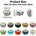 thumbnail image 2 of 200PCS 10 Colors 12mm European Large Hole Beads Rhinestone Large Hole Beads Glass Spacers Diamond Colorful Rondelle Hair Beads for Jewelry Making Beads Beadable Pens DIY Bracelet, 2 of 5