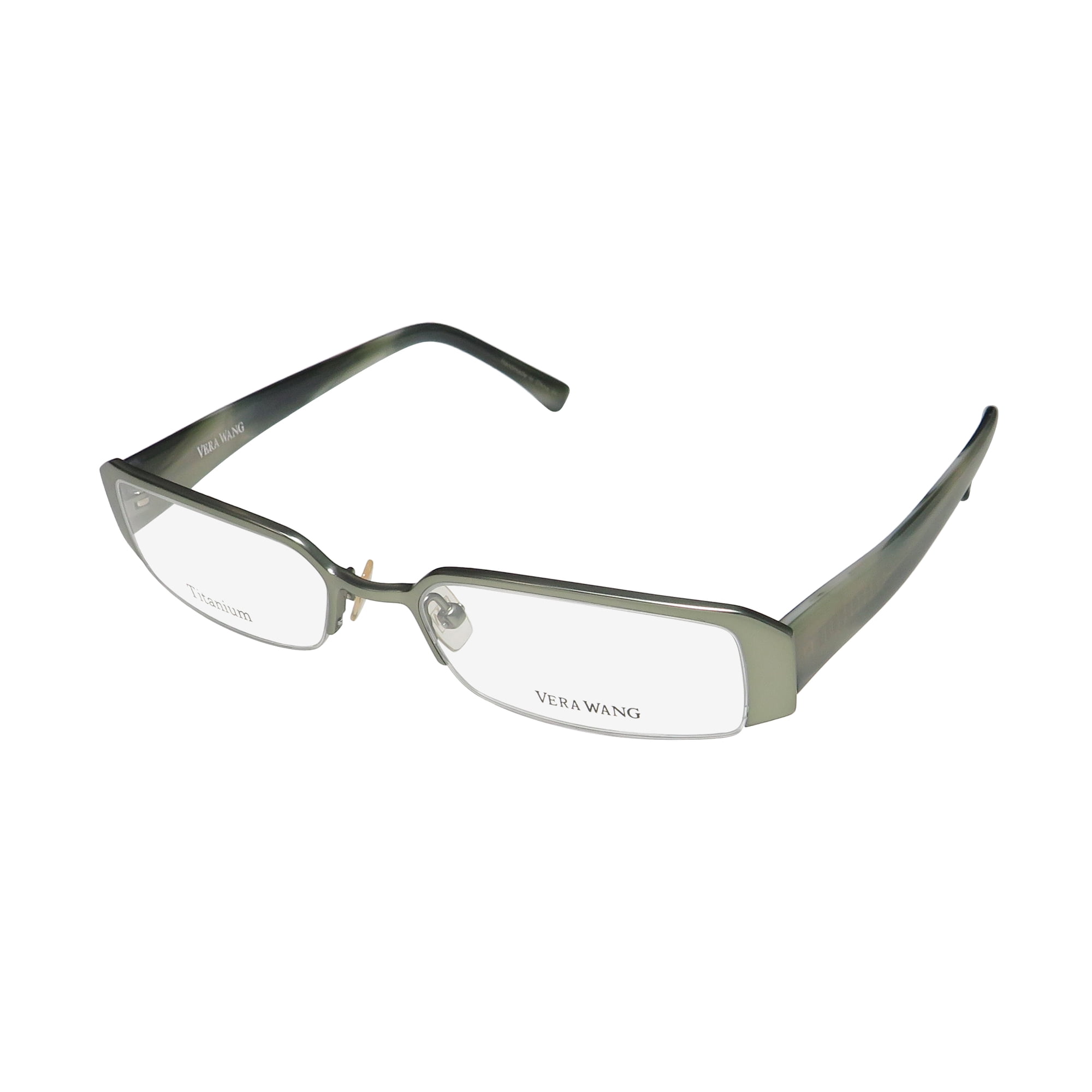 NEW VERA WANG V013 WOMENS/LADIES DESIGNER HALF-RIM TITANIUM FERN FRAME DEMO LENSES 49-17-132 EYEGLASSES/EYE GLASSES
