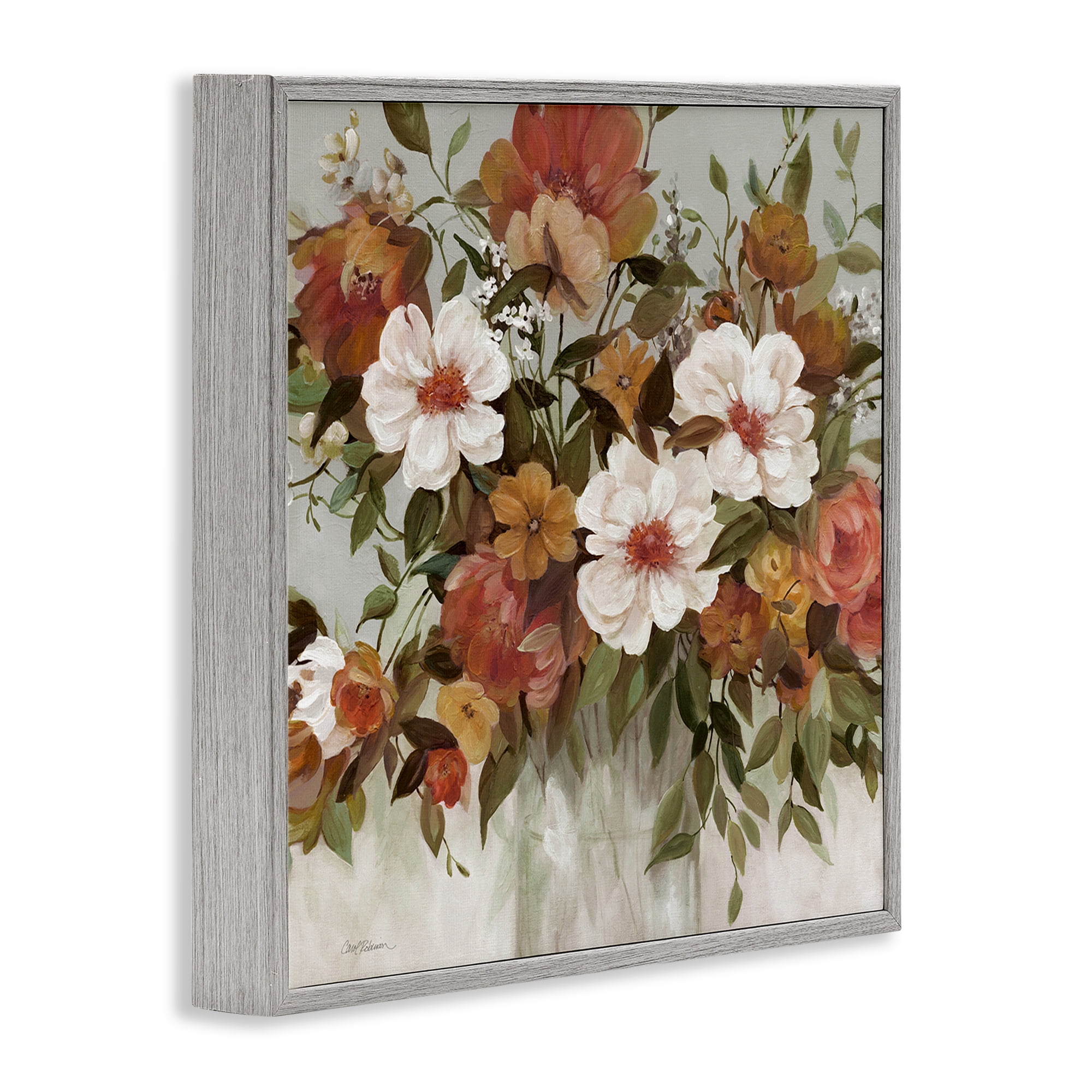 Stupell Industries Muted Vibe Bouquet Gray Framed Giclee Art, design by Carol Robinson