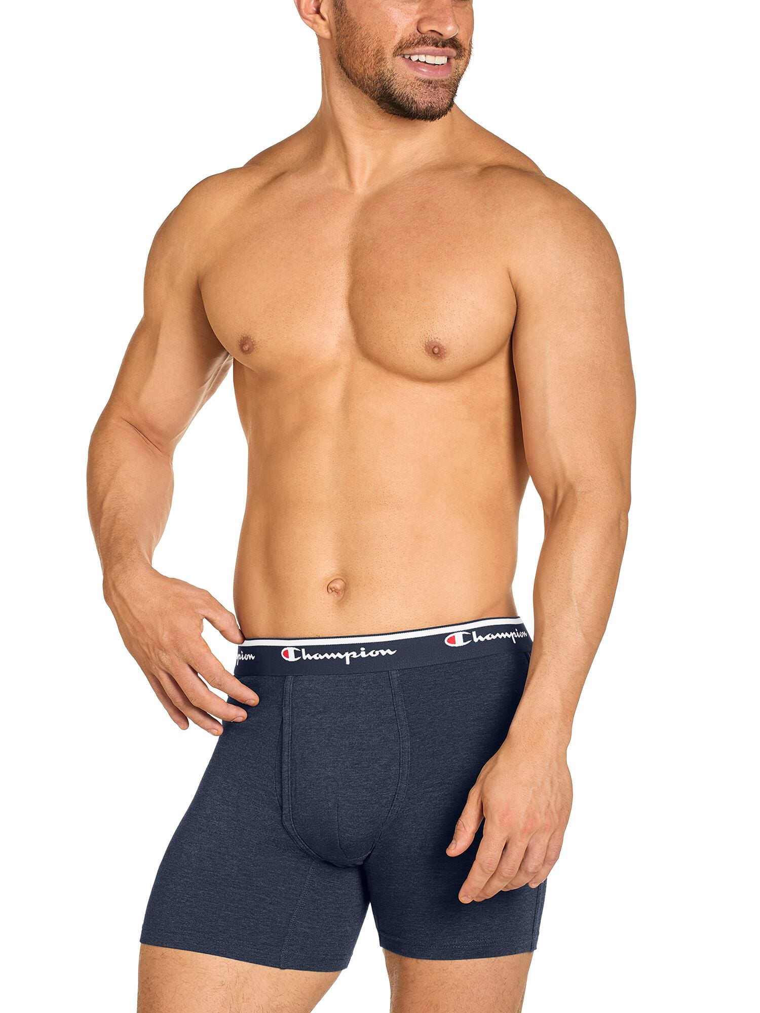 Champion Men’s Boxer Briefs – 5 Pack Cotton Flex Underwear, Tag Free and Hidden Fly, Sizes S–2XL
