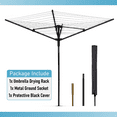 thumbnail image 4 of Qunbio Clothes Drying Rack,Heavy-Duty Steel Frame Drying Rack,12-Line 165ft Drying Rack Clothing,Adjustable Height 360°Rotation,Foldable Outdoor Umbrella Laundry Rack for Backyard, 4 of 12