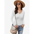 thumbnail image 2 of Womens V Neck Long Sleeve T Shirt Fitted Top for Women Low Cut Tight Shirts Going Out Casual Basic Fall Clothes, 2 of 6