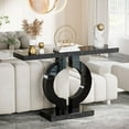 thumbnail image 2 of Tribesigns 43-Inch Mirrored Console Table, Modern Black Entryway Table with O-Shaped Base, Glass Sofa Table with Mirror Finish for Living Room Hallway Entrance, 2 of 5