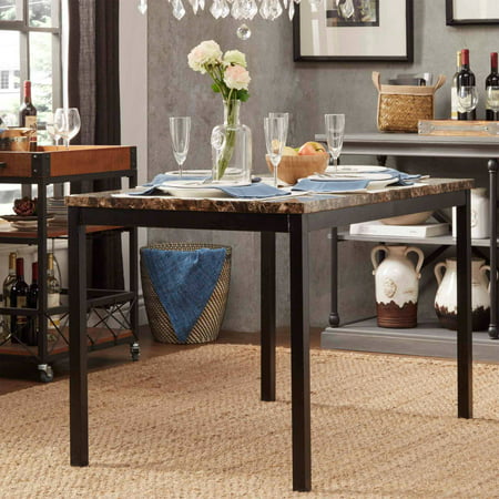 Chelsea Lane Declan Metal Counter Height Table with Faux Marble