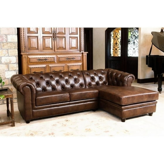 Abbyson Hamilton Top Grain Leather Sectional In Chestnut Brown Abbyson Hamilton Top Grain Leather Sectional In Chestnut Brown Com
