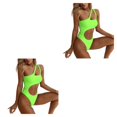 thumbnail image 2 of Qarigey Poliéster Mujeres Bikinis Alambre Elástico Reemplazo Irregular Sexy Color sólido Traje de baño Traje de baño Verde fluorescente L verde fluorescente L 2piezas, 2 of 6