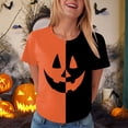 thumbnail image 2 of Landzoo Halloween Shirt For Women Colorblock Short Sleeve Round Neck Tees Party Breathable Women T-Shirt Size M Orange, 2 of 7