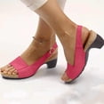 thumbnail image 2 of Domuza Womens Summer Sandals Fashion Open Toe Buckle Strap Low Chunky Heel Shoes Ladies Elegant Work Travel Beach Sandals Red 5.5（EU-36）, 2 of 6