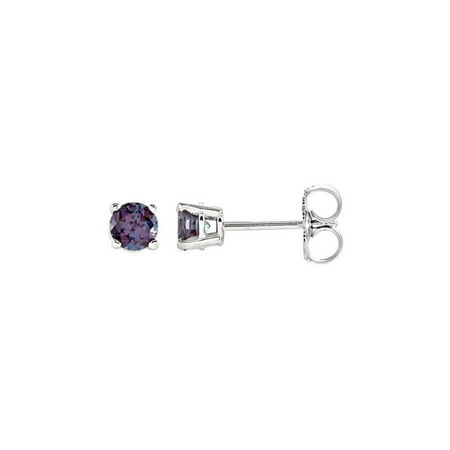 14k White Gold 4 Mm Round Natural Alexandrite Stud Earrings 14k White Gold 4 Mm Round Natural Alexandrite Stud Earrings