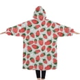 thumbnail image 2 of Oversized Wearable Blanket Hoodie,Strawberry Plants Fruit Flower Leaf Sherpa Blanket Hoodie with Super Pockets,Super Warm Fuzzy Pullover for Women & Men, 2 of 6