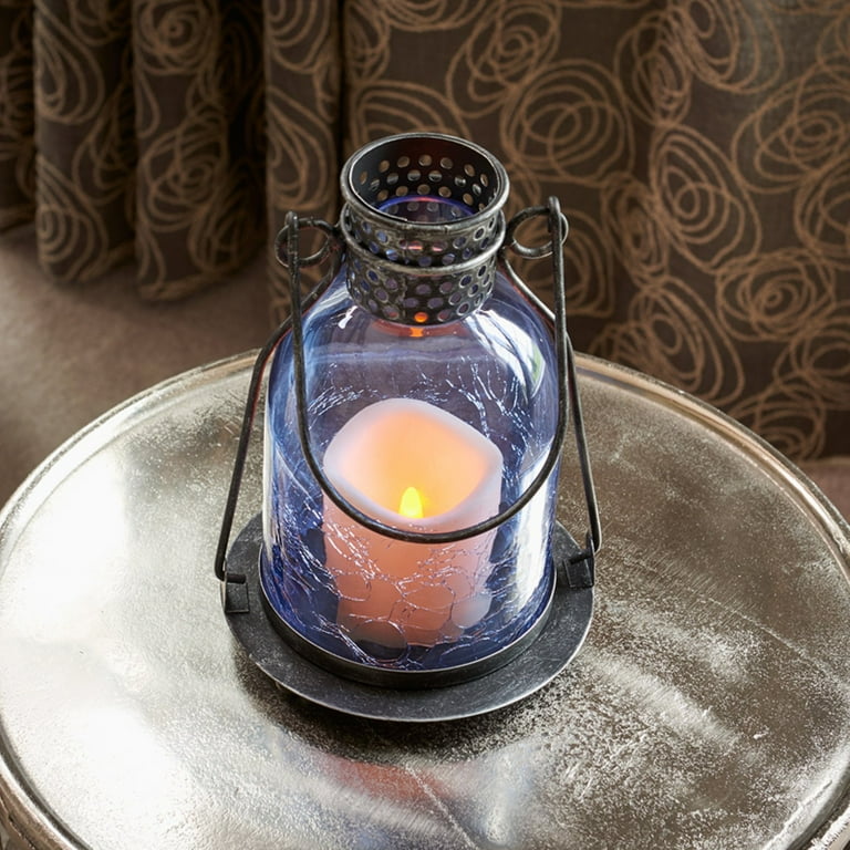 Monaco Glass LED Candle Lantern - Blue Monaco Glass LED Candle Lantern - Blue