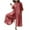 Red, variant on Hvyesh Women Linen Button Down Long Sleeve Wide Leg Jumpsuit Beach Palazzo Pants Plus Size One Piece Jumpsuit