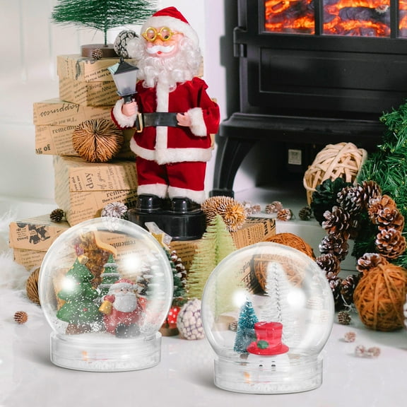 IBASETOY 15Pcs Clear Plastic Snowglobes for Crafting Diy Supplies Empty Globes 7.00X6.00X6.00Cm