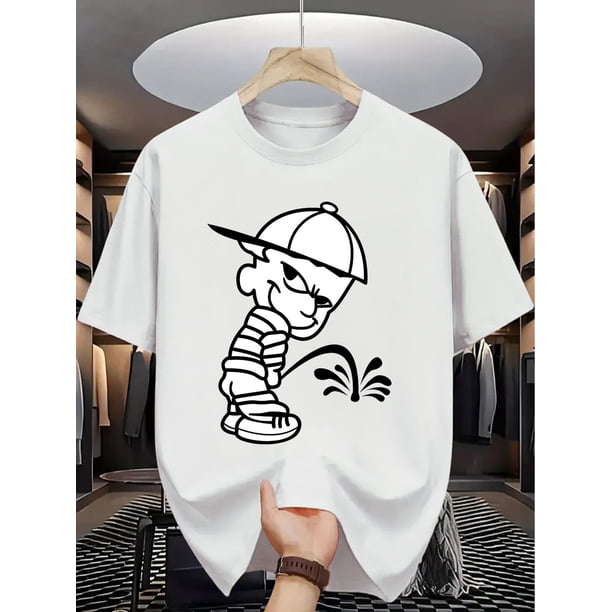 Summer Men'S Fashion Short-Sleeve T-Shirt with Letter Pattern Print