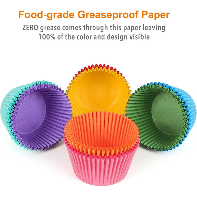 200-Count Gifbera Greaseproof Jumbo Cupcake Liners Odorless Muffin Baking  Cups Cupcake Wrappers for Wedding Birthday, White, 2.6 in. 