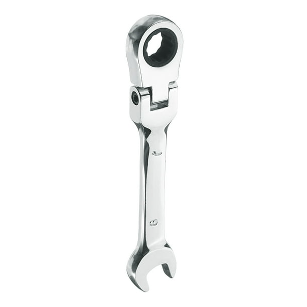 Llave Combinada de Trinquete con Cabeza Flexible 8mm Métrica 72-Dientes Acero CR-V Acabado de Cromo Pulido Llave de Trinquete Abierta para Sujetadores Tuerca Tornillo