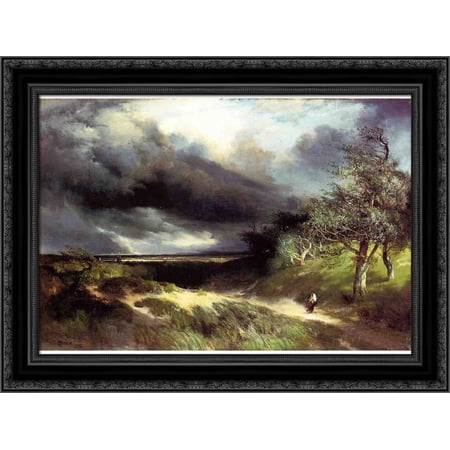 East Hampton, Long Island, Sand 24x19 Black Ornate Wood Framed Canvas Art by Moran, Thomas