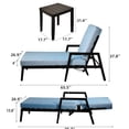 thumbnail image 3 of 3PC Outdoor Patio Chaise Lounge Set | TouchTilt Mechanism for Relaxing Outdoors | Aluminum Frame with Tapered Legs | Stain & Mold Resistant Sunbrella Cushions, 3 of 4