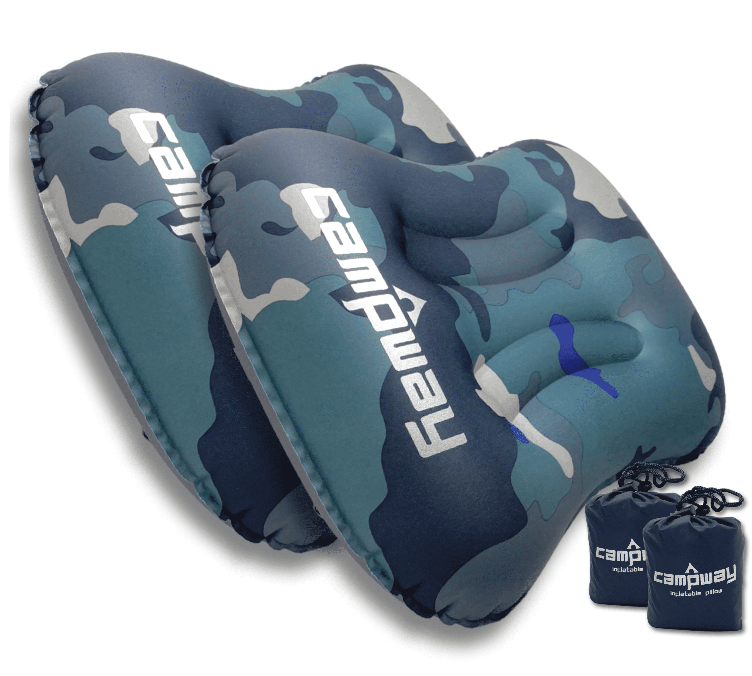 CAMPWAY Ultralight Inflatable Camping and Travel Pillows {2Pack} Compact, Compressible Air