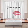 thumbnail image 2 of Ambesonne I Love You Kitchen Curtains, Red Kiss Lipstick, 55"x39", Dark Coral Grey, 2 of 3