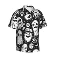 thumbnail image 2 of Daiia Black White Spooky Ghosts Hawaiian Shirt for Men Gentle Cotton Regular Short Sleeve Casual-Small, 2 of 9