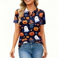 thumbnail image 4 of IYYVV Halloween Polo Shirts for Women Hawaiian Golf Shirts Short Sleeve Funny Ghost Pumpkin Printed Athletic Sport Golf Tops Dark Blue 3XL, 4 of 5