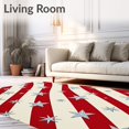 thumbnail image 2 of ODIKA 5'x7' Machine Washable Non-Slip Area Rug, Cane Stripe Design Holiday Bathroom with Winter Stars High Traffic Rug with Pad, Red, 625886, 2 of 8