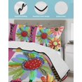 thumbnail image 3 of Quilt King Size Bedding Set, Spring Daisy Reversible Summer Quilt 3 Pieces, Pink Modern Abstract Art Dots Floral Lightweight Bedspreads Coverlets with 2 Pillow Shams for All Seasons, 3 of 5