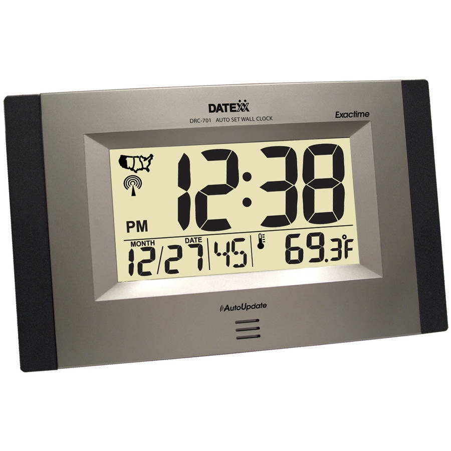 Radio Control Wall Clock with Month, Day, Date Temperature