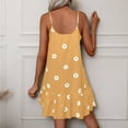 thumbnail image 4 of Dresses for Women Holiday Plus Size Dresses Summer Women's Casual Sleeveless Loose Print Short Dress Yellow M, 4 of 9