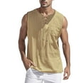 thumbnail image 2 of Tank Tops Men Summer Casual Cotton Linen Lightweight Breathable Lace Up Relaxed Fit Sleeveless Shirt Workout Tanks, 2 of 5