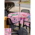 thumbnail image 5 of Outdoor Tablecloth with Umbrella Hole for Patio/Picnic/Party/Camping, Pink Spring Floral Waterproof Table Cloth Square Cover Washable, Watercolor Birds Farmhouse Art (54"x 54"), 5 of 9