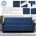 thumbnail image 4 of Linen Fabric Sofa with Adjustable Backrest, Convertible Loveseat Sofa with Wooden Legs, Modern Couch Bed For Living Room, Apartment, Office, Blue, 4 of 7