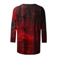 thumbnail image 6 of VKOYWKM Womens Halloween 3/4 Sleeve Tops Halloween Blood Print T Shirts Loose Fit Crew Neck T-Shirts Fall Tops, 6 of 6