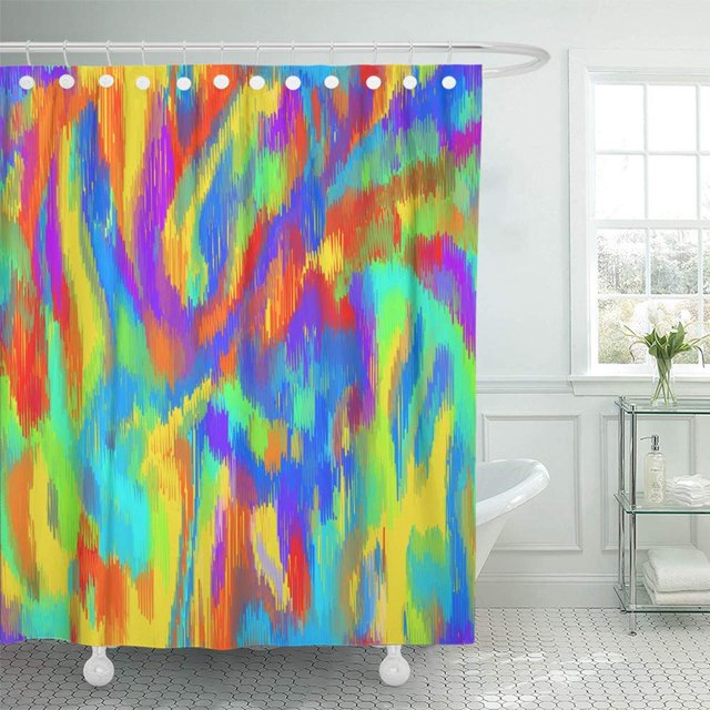 ABPHQTO Bloque de diseño de otoño colorido con efecto de acuarela y pintura de color Resumen Blob Juego de cortinas de ducha de baño impermeables 165x180 cm ABPHQTO PKNMT66x72Shower-11364