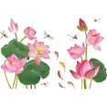 thumbnail image 3 of 2pcs Fresh Lotus Sticker Chinese Style Koi Dragonfly Bedroom Wall Decora Wall Sticker Creative Home Decor Living Room Decals, 3 of 5