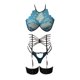 thumbnail image 4 of Gibobby Ropa interior mujer Body de Camisola Sexy con Cordones y Espalda Abierta con Panel de Malla para Mujer Lencería Sexy de San Valentín Body Encaje(Azul claro, G), 4 of 5