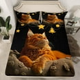thumbnail image 2 of Manfei Kawaii Cat Kitten Queen Sheet Sets, Giltter Stars Galaxy Flat Sheet, Cartoon Animal Lover Queen Fitted Sheet, Microfiber Bedroom Decor, 4-Piece, 2 of 7