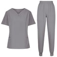 thumbnail image 2 of Hurxie Scrubs Set for Women,Medical Women Scrubs,Nurse Uniform V-Neck Top and Straight Leg Pants with Multi Pocket Gray,2XL, 2 of 5