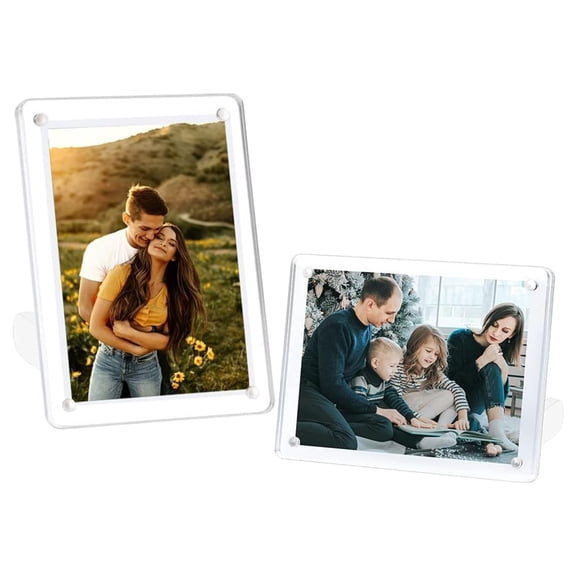 4x6 Minimalist Picture Frame Acrylic Glass Photo Frame with Magnetic Desktop Display Horizontally or Vertically