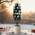 thumbnail image 4 of Artificial Cedar Topiary Trees 21.6 Inches, UV Resistant Faux Outdoor Plants with Ground Spike for Front Porch Garden Decor, Christmas Cypress Stakes, 4 of 7