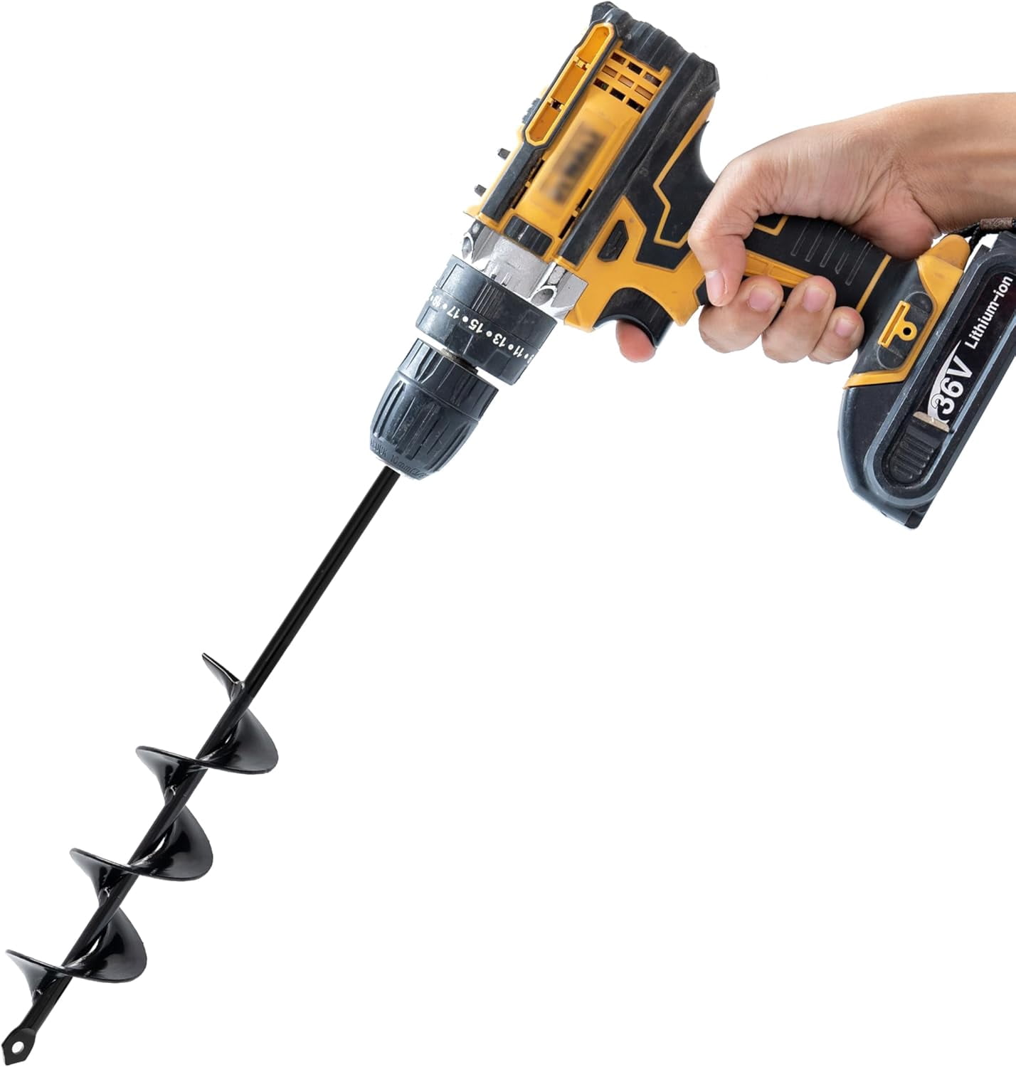 VASGOR Set of 4 (1.6x9", 2x14.5", 2.6x16.5", 3x12") Auger Drill Bit for Planting - Easy planter garden Auger - Bulb & Bedding Plant Augers - Posthole Digger for 3/8” Hex Drive Drill