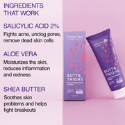 Seroflora Butt & Thighs Acne Treatment Cream - Butt Acne Clearing Cream for Pimples, Razor Bumps - Acne Clearing Lotion for Buttocks & Body (4oz)