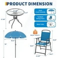 thumbnail image 2 of 6 Pieces Patio Dining Set  All Weather Small Metal Outdoor Table and Chair Set, Garden Patio Furniture Set w/Umbrella, Glass Table & 4 Folding Chairs for Lawn, Backyard, Silver, 2 of 8