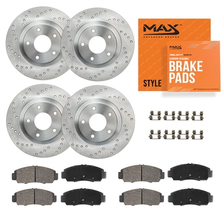 MAX Advanced Brakes - Brake Kit For 2014-2018 Mazda 3 (Japan Built, MPB) | Carbon Ceramic Brake and Rotor Kit Front and Rear | Daily Performance Cross-Drilled Brake Rotors