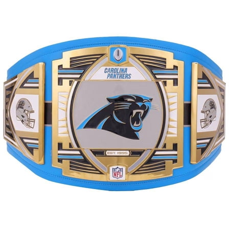 Carolina Panthers Championship Belt Metal Plates Hand-Tooled Leather Strap Adult Size Collectible