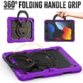 thumbnail image 2 of TECH CIRCLE Rugged Case for Apple (10.2-Inch) iPad Tablet (iPad 9th/8th/7th Gen) - Drop Proof Protective Kickstand Case Portable Handle Sturdy Cover with [Screen Protector], Purple+Black, 2 of 8