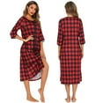 thumbnail image 4 of DEBGFS Robe à Fermeture Éclair pour Femmes, Robe de Maison à Manches 3/4, Longueur Complète, Vêtement de Nuit, Déshabillé de Maison avec Poches, P-2TG, m, Bleu Blanc à Carreaux, 4 of 7