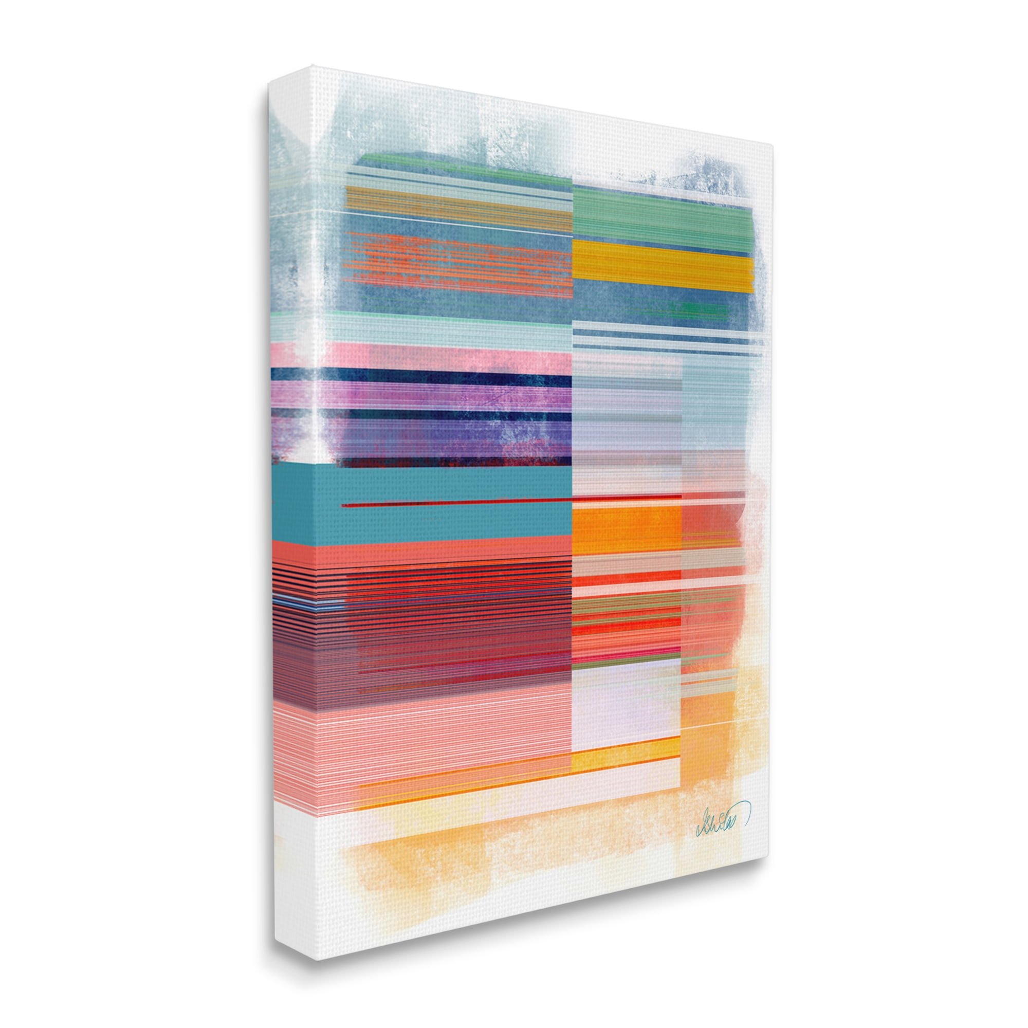 Stupell Industries Patterned Rainbow Abstract Abstract Painting Gallery Wrapped Canvas Art Print Wall Art, 24 x 30