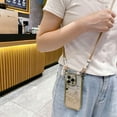 thumbnail image 4 of Funda para iPhone 16 Pro Max con correa, Lindo Patrón de Brillo Brillante de Oso de Dibujos Animados con Brillo de cordón Cruzado para Mujeres y Niñas, Funda Suave de TPU a prueba de golpes, 4 of 5